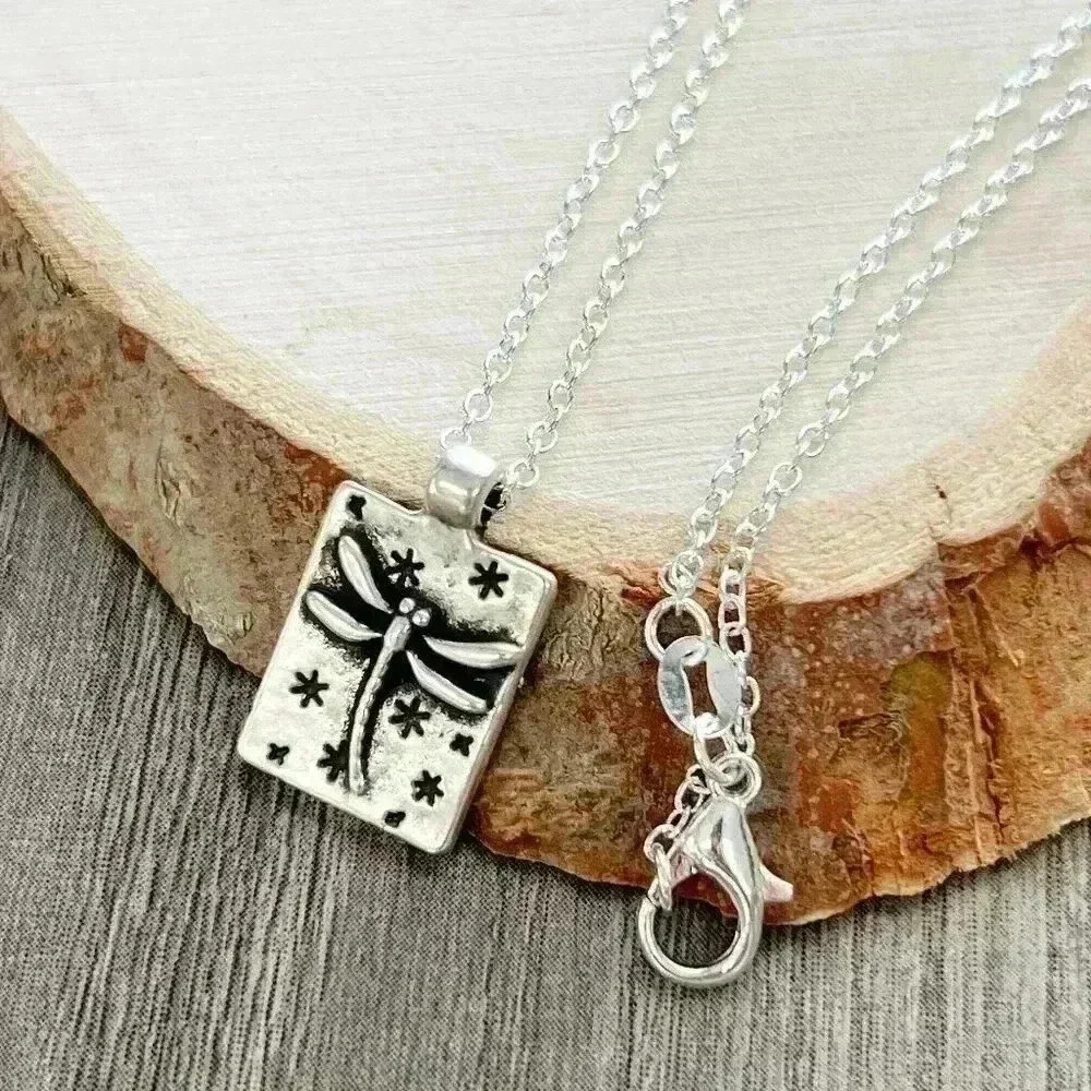 Dragonfly necklace for women silver dainty pendant charm jewelry